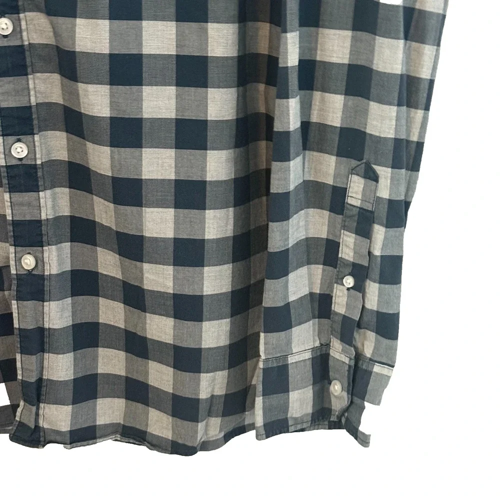 J.Crew Mens XL Flex Washed Button Down Shirt Blue Check Plaid LongSleeve Classic